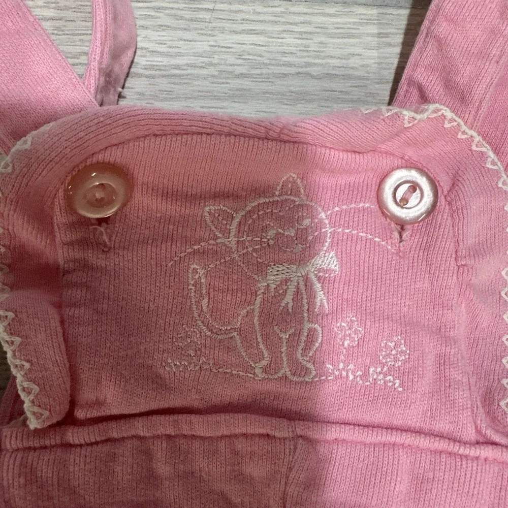 CARTER'S Overalls Pink Embroidered‎ Cat Size M/19-22lbs 100% Cotton Vintage